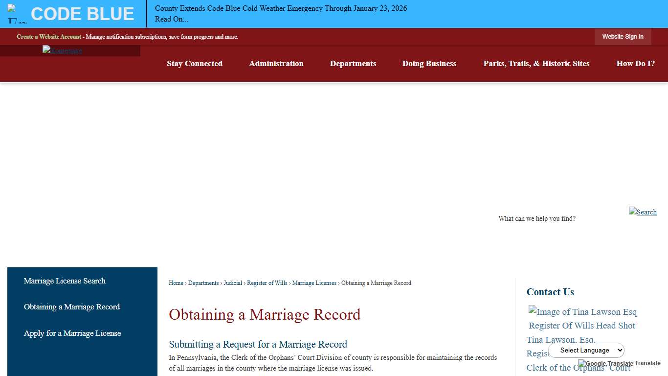 Obtaining a Marriage Record | Montgomery County, PA - Official Website